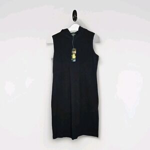 Lauren Ralph Lauren Polo Black Hooded Shirt Dress Sleeveless Sz XL Monogram  $78